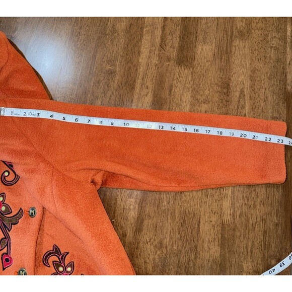Burnt Orange Embroidered Button Jacket Coat Wearable Art M Bob Mackie Mid-Length - Picture 15 of 16